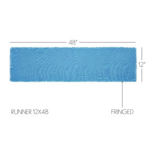 VHC-83393 - Burlap Blue Runner Fringed 12x48