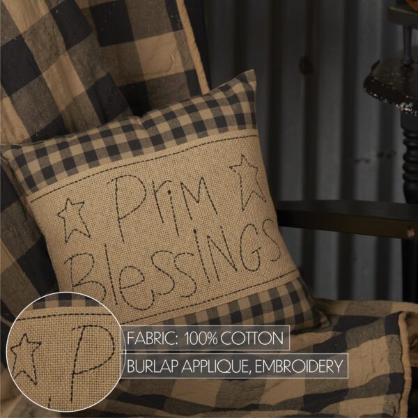 VHC-56647 - Black Check Prim Blessings Pillow 12x12