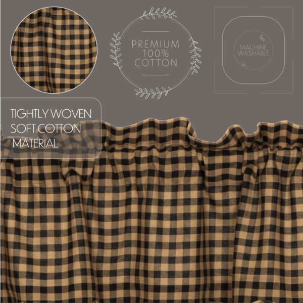 VHC-20247 - Black Check Scalloped Prairie Curtain Set of 2 63x36x18