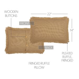 VHC-51167 - Burlap Natural Pillow w/ Fringed Ruffle 14x22
