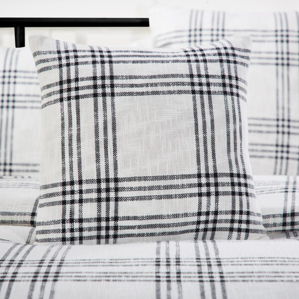 VHC-80297-Black Plaid Fabric Pillow 18x18