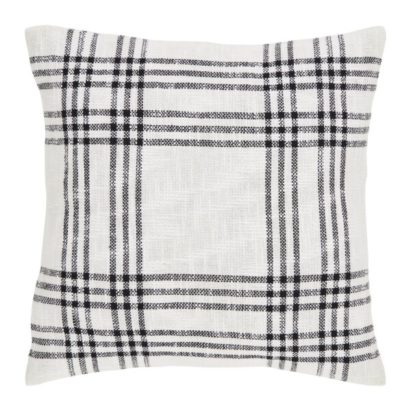 VHC-80297-Black Plaid Fabric Pillow 18x18