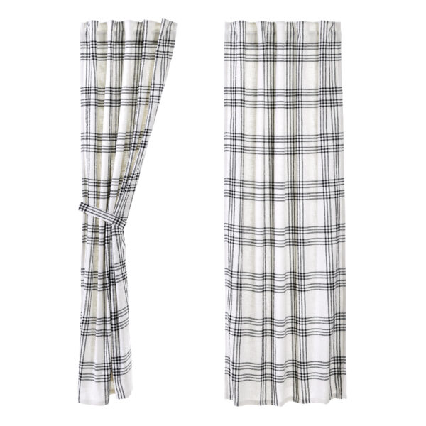 VHC-80299 - Black Plaid Panel Set of 2 84x40