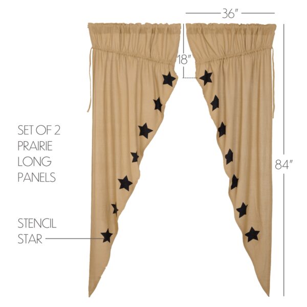VHC-51176 - Burlap W/Black Stencil Stars Prairie Long Panel Set of 2 84x36x18