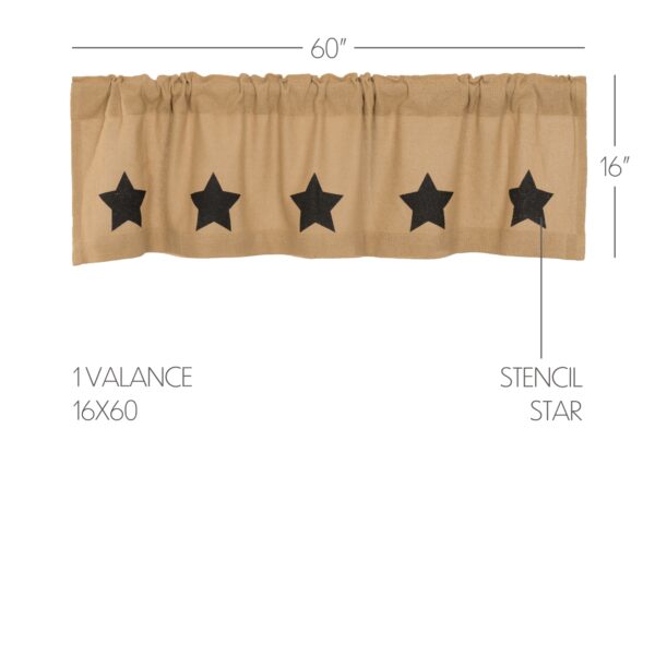 VHC-51177 - Burlap W/Black Stencil Stars Valance 16x60