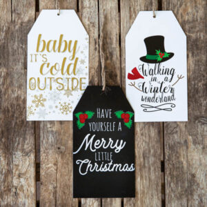 Set of Three Holiday Script Tags by CTW Home Collection