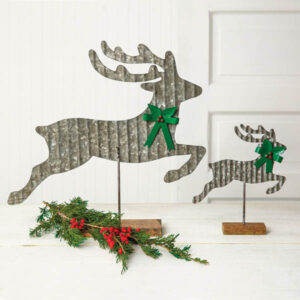 Set of Two Galvanized Reindeers by CTW Home Collection