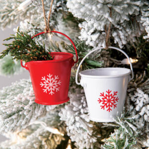 Red and White Bucket Ornaments - Box of 6 by CTW Home Collection