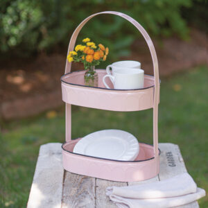 Two-Tiered Oval Pink Tray by CTW Home Collection