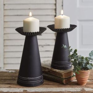 Set of Two Corrugated Pillar Candle Holders by CTW Home Collection
