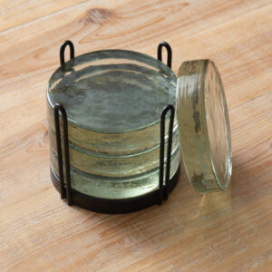 Blocked Glass Coasters Caddy by CTW Home Collection