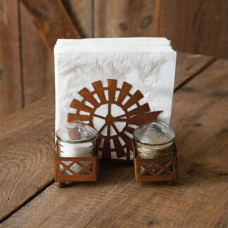 Windmill & Silo Salt Pepper and Napkin Caddy by CTW Home Collection
