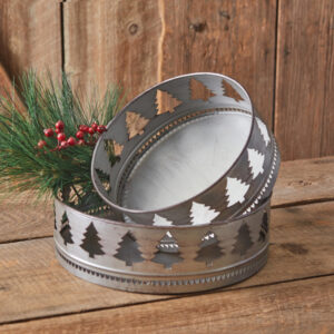 Set of Two Round Christmas Tree Trays by CTW Home Collection