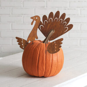 Set of Four Turkey Pumpkin Decorating Picks by CTW Home Collection