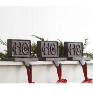 Set of Three Cast Iron Ho Ho Ho Stocking Holders by CTW Home Collection