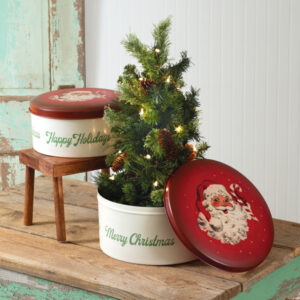 Set of Two Vintage Christmas Tins by CTW Home Collection