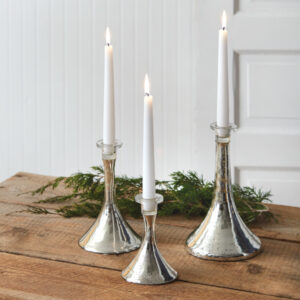 Set of Three Silver Mercury Glass Taper Candle Holders by CTW Home Collection