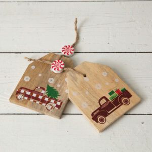 Set of Two Christmas Truck Wooden Tags by CTW Home Collection