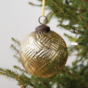 Mercury Glass Basket Weave Ornament - Box of 4 by CTW Home Collection