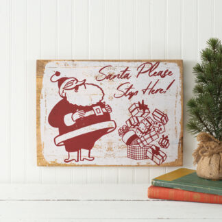 Vintage-Inspired Santa Stop Here Wall Sign by CTW Home Collection