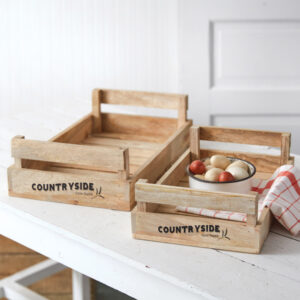 Set of Two Countryside Wood Trays by CTW Home Collection