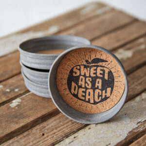 Mason Jar Lid Coaster - Sweet As A Peach - Box of 4 by CTW Home Collection