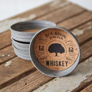 Mason Jar Lid Coaster - Whiskey - Box of 4 by CTW Home Collection