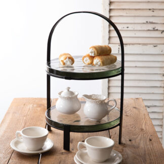 Two-Tier Blocked Glass Tray by CTW Home Collection