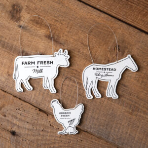 Set of Three Farm Animal Ornaments by CTW Home Collection