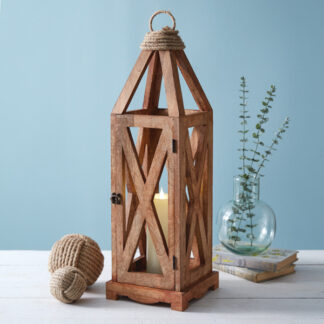 Wooden Criss Cross Lantern by CTW Home Collection