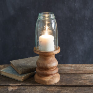 Wooden Candle Holder with Mason Jar Chimney - Quart by CTW Home Collection
