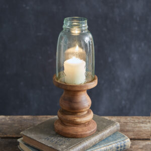 Wooden Candle Holder with Mason Jar Chimney - Midget Pint by CTW Home Collection