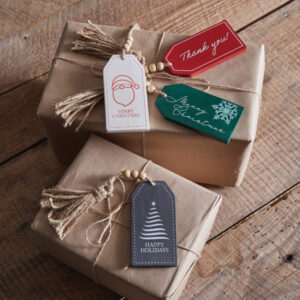 Set of Four Wood Christmas Tags by CTW Home Collection