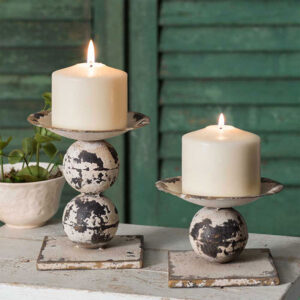 Set of Two Spheres Pillar Candle Holders by CTW Home Collection