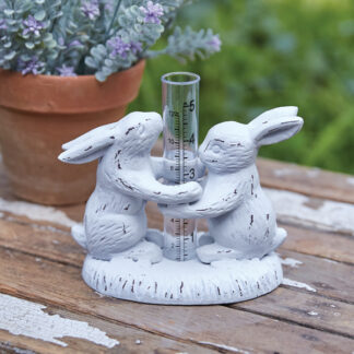 Hugging Bunnies Tabletop Rain Gauge by CTW Home Collection