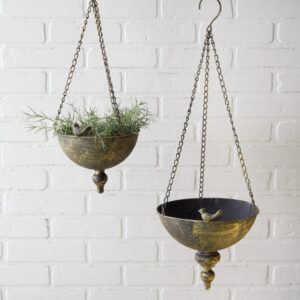 Set of Two Hanging Metal Finial Planters by CTW Home Collection