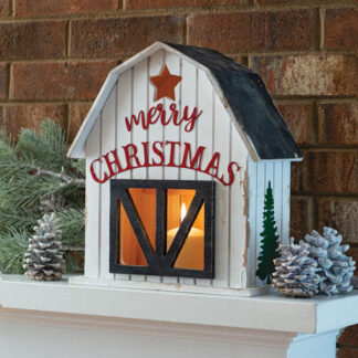 Wooden Holiday Barn Lantern by CTW Home Collection