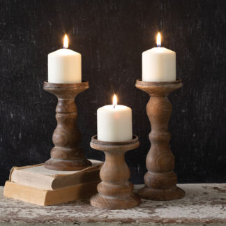 Set of Three Wooden Pillar Candle Holders by CTW Home Collection