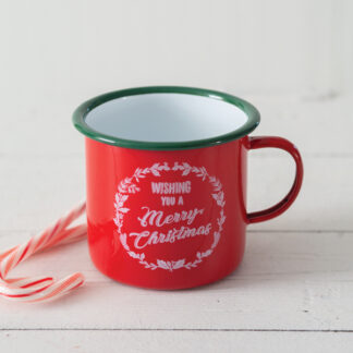 Wishing You A Merry Christmas Enameled Mug by CTW Home Collection