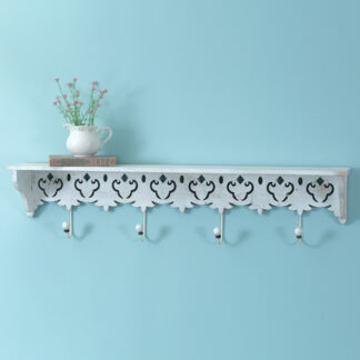 Maribelle Wood Wall Shelf with Four Hooks by CTW Home Collection