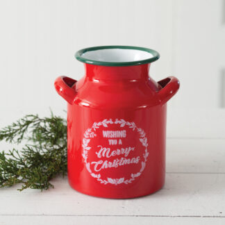 Wishing You A Merry Christmas Enameled Milk Can by CTW Home Collection
