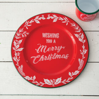 Wishing You A Merry Christmas Enameled Charger by CTW Home Collection