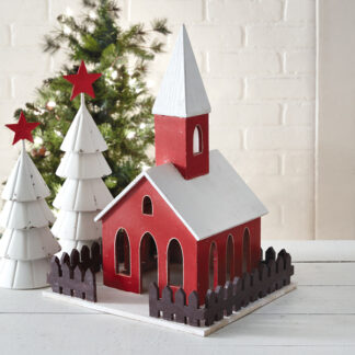 Wooden Holiday Church Lantern by CTW Home Collection