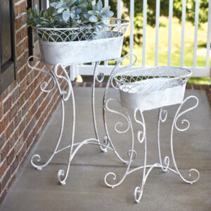 Set of Two Scrolled Metal Planters by CTW Home Collection