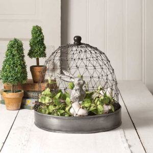 French Chicken Wire Cloche with Tray by CTW Home Collection