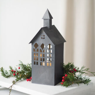 Galvanized Church Christmas Luminary by CTW Home Collection