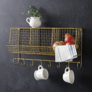 Gold Storage Basket with Hooks by CTW Home Collection