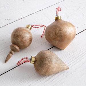 Set of Three Turned Wood Christmas Ornaments by CTW Home Collection