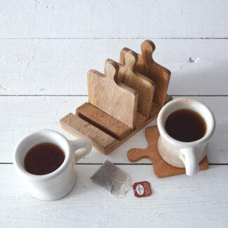 Set of Cutting Board Coasters with Display Caddy by CTW Home Collection