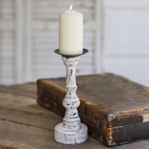 Wood Pillar Candle Holder with Round Base by CTW Home Collection
